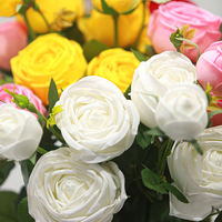 Vente en gros de roses artificielles à 3 têtes, aspect réaliste, pour mariage, décoration intérieure, arrangement floral, fête des mères