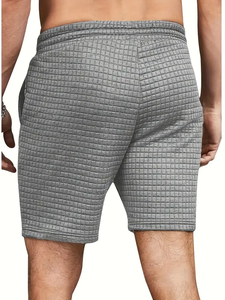 Design chic hommes taille moyenne Plaid Texture tricot Shorts décontracté et à la mode Shorts d'été avec poches à cordon pour livraison directe - Product Image 3