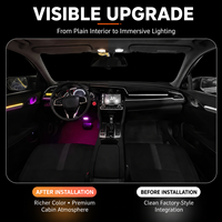 Kit d'éclairage d'ambiance RGB 64 couleurs pour voiture, bande LED acrylique, contrôle par application, synchronisation musicale, décoration intérieure, logo personnalisé, vente en gros