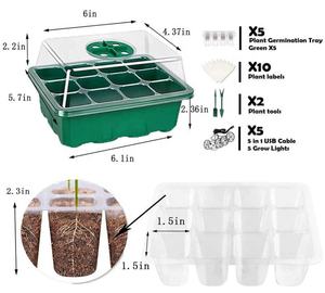 Garden <span class=keywords><strong>Nursery</strong></span> Plant Seed Grow vassoio coperchio 12 Cell germinazione piantina Starter Tray Kit con cupola coltiva la luce umidità regolabile - Product Image 2