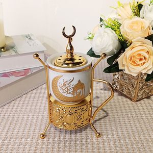 Новинка! Декор для Рамадана: современная керамическая и металлическая арабская курильница золотого и белого цвета для вечеринок, свадеб и дома. - Product Image 1