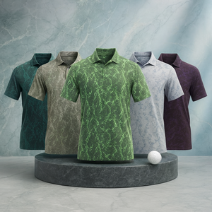Camiseta Polo de Golf para Hombre, Diseño Personalizado con Logotipo, Secado Rápido, Corte Ajustado, Formal, Compresión, Estampado Marmoleado, Cuello de Punto, para Impresión - Product Image 1
