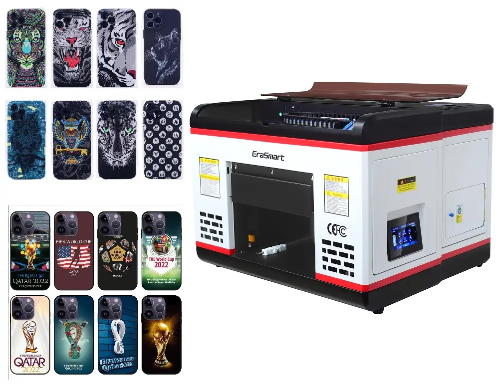 Erasmart Credit Card A3 Impresora Uv Flat Bed Dtf Iphone Case Digitale Kledingstuk Afdrukken A3 Inkjet Led Prijs Flatbed Uv printer