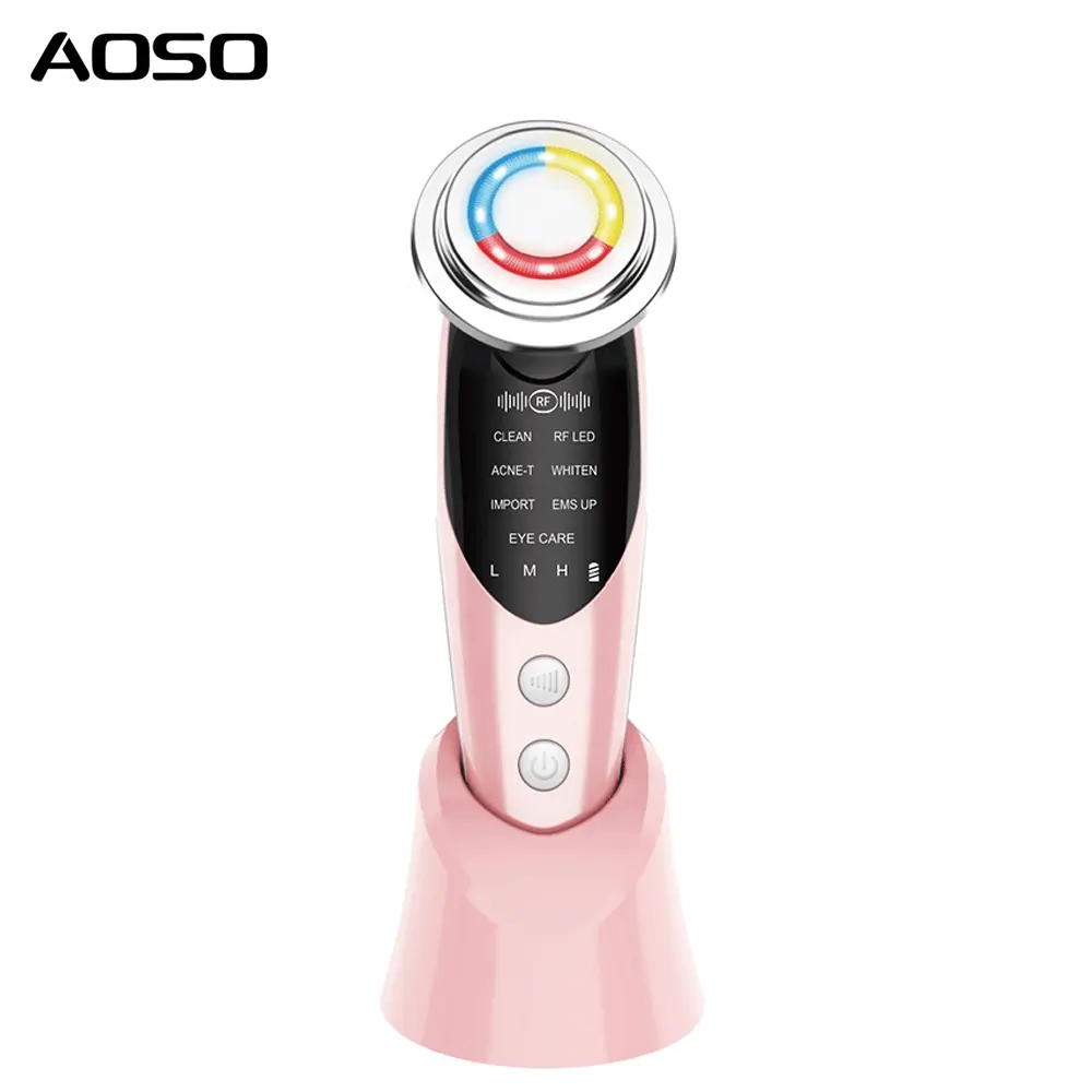 Soporte OEM/ODM Productos de belleza para el hogar 7 en 1 Masajeador facial recargable multifuncional EMS Micro-corriente para el cuidado de la piel