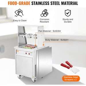 Machine à glace roulée commerciale Vevor 13,8x13,8 en acier inoxydable, une seule plaque, pour restaurant, food truck, hôtel - Product Image 5
