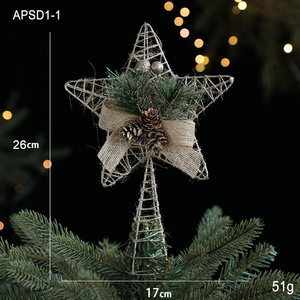 LINGKAI Rattan Woven Christmas <b>Tree</b> <b>Topper</b> Star with Pinecone Bow Rustic Tabletop <b>Xmas</b> <b>Tree</b> Top Star Ornament - Product Image 5