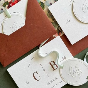 Cartoline Personalizzate in Carta di Cotone 600g, Inviti e Biglietti di Ringraziamento Goffrati e Stampati in Letterpress per Packaging - Product Image 2