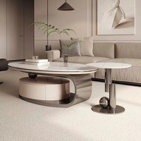 Table basse ovale minimaliste moderne, plateau en bois, structure en métal, durable, écologique, haut de gamme, salons, hôtels de luxe