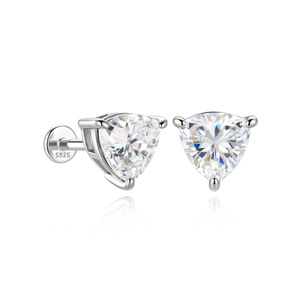 Pendiente Minimalista de Plata de Ley S925 con Morganita Corazón de 1 Quilate, Color D, Bañado en Rodio, Oro Blanco, Tipo Stud de Cabeza Plana, Regalo - Product Image 1