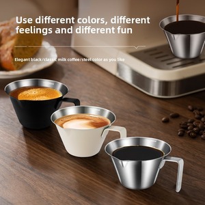 Tasse à mesurer en acier inoxydable pour expresso, 100 ml, avec poignée et bec verseur, pour machine à expresso - Product Image 3