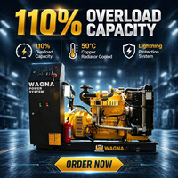 Générateur diesel industriel WAGNA DC110W-50 100KW 110KW 50Hz, alternateur triphasé, démarrage électrique 24V DC, type ouvert, refroidissement par eau