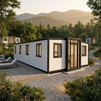 Villa préfabriquée en verre écologique pour complexe de glamping en forêt et hôtel d'éco-tourisme, maison conteneur extensible