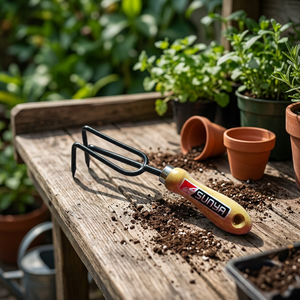 Cultivateur manuel en acier de 30 cm avec manche en bois et poignée droite, mini-outils de jardinage DIY, fabrication OEM à Taïwan - Product Image 3
