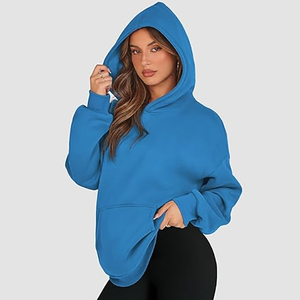 <span class=keywords><strong>Sudadera</strong></span> con <span class=keywords><strong>Capucha</strong></span> Azul Oversize para Mujer, Estilo Casual Holgado, Manga Larga, con Bolsillo Canguro, para Streetwear - Product Image 2