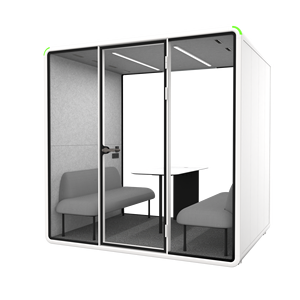 Cabine de bureau moderne pour 4 personnes, insonorisée, mobile et ventilée, pour discussions d'équipe et conférences privées - Product Image 3