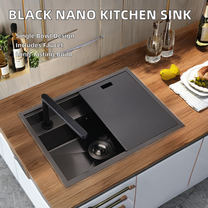 Personnalisé Moderne Nano Boîte Noire Petit Îlot Bar Simple Bol Robinet Plié Fait à la Main Évier de Cuisine Caché - Product Image 3