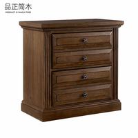 Lit double en bois massif importé de style américain, tête plate à dossier haut, 1,8 m, pour chambre principale, ensemble de chambre vintage pour villa ou mariage