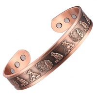 Pulseras de Cobre Puro Vikingo Junhong Jewelry 99.99% Unisex con Terapia Magnética, Diseño Geométrico Clásico Ajustable, Venta al por Mayor, Moda