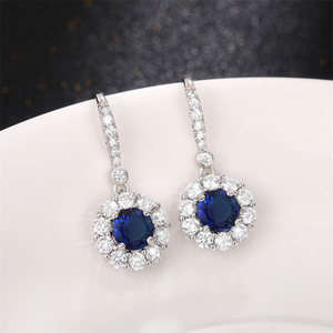 Orecchini Pendenti con Zircone Blu, Eleganti Orecchini Lunghi per Donne, Gioielli Regalo per Anniversario - Product Image 5