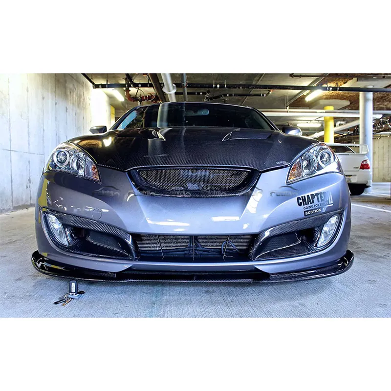 RS Style Carbon Front Bumper Lip Sword Front Splitter Chin Spoiler for Hyundai Genesis Coupe 2009-2011