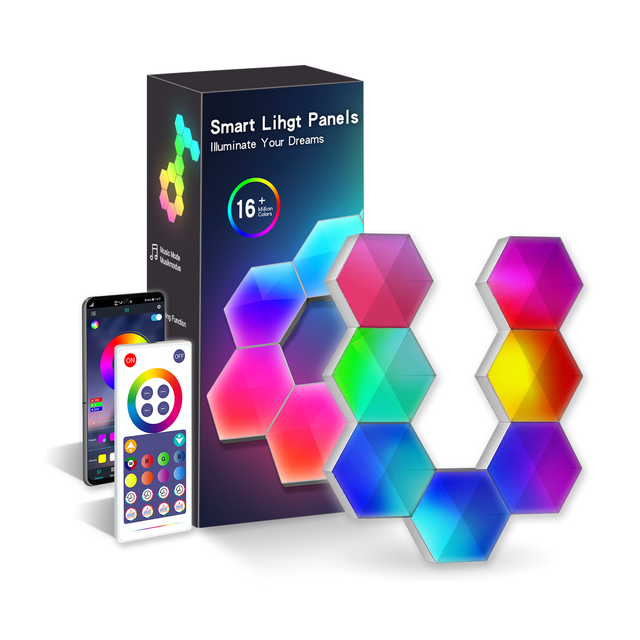 Factory Direct Supply Smart Lighting Decoration Tuya Hexagon RGB Wall Lamps for Game Room and Bedroom