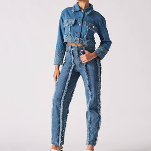 New Fashionable Lightweight <b>Women</b> Jeans Tracksuit Eco-Friendly Long Sleeves <b>Jackets</b> Custom Logo Tracksuit for <b>Women</b> - Product Image 1