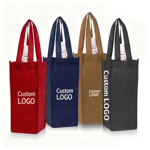 Sacs à vin en non-tissé personnalisables avec logo, réutilisables, pour 1 bouteille, idéaux pour le transport et les cadeaux, vente en gros - Product Image 1