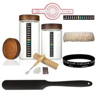 Pot de départ de pâte à pain 24 oz levain avec thermomètre, grattoir à bande d'alimentation pot de fermentation réutilisable pour la cuisson du pain