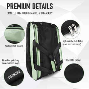 <span class=keywords><strong>Sac</strong></span> de sport portable en nylon avec logo personnalisé, grande capacité, imperméable, pour raquettes de pickleball, de <span class=keywords><strong>badminton</strong></span> et de padel, avec poche pour chaussures - Product Image 6