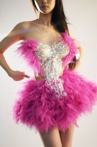 طقم مشد فقاعي تنورة من قطعتين فستان قصير لحفلة عيد الميلاد بتصميم سهرة للنساء بمنزل مباشر ملابس أداء - Product Image 2