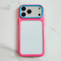 Coque de téléphone antichoc avec cadre macaron color block et dos transparent pour iPhone 18 Pro Max 17 Air 16 15 Plus