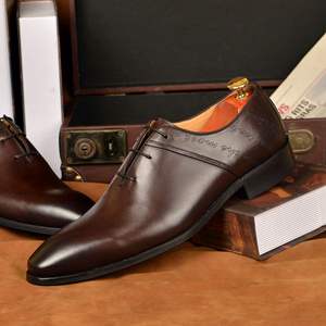 Zapatos Casuales de Negocios Hechos a Mano con Piel de Vacuno, Zapatos Formales Personalizados para Hombre, Zapatos de Fiesta y Boda al por Mayor, con Cordones y Aumento de Altura - Product Image 4