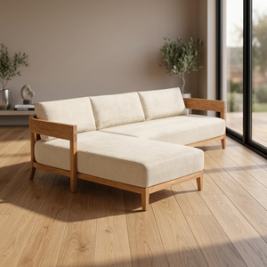 Modern L Shape <b>Outdoor</b> <b>Sofa</b> Set Luxury Scandinavian Design Teak Eco-Friendly Courtyard Villa Patio Lounge Furniture - Product Image 2