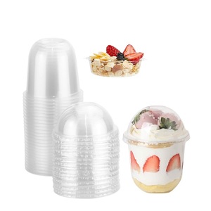 Thân Thiện Với Môi Pet Nhựa Hình Chữ U Hai Lớp Cốc Dùng Một Lần Cho Bột yến mạch Bánh Sữa Trà Sữa Đông Lạnh Sữa Chua Với Muỗng Khay Bên Trong - Product Image 2