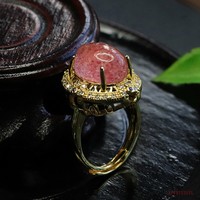 Aiyu Vente en gros Bague en cristal naturel Quartz Fraise Rouge Pierre précieuse vintage Livraison directe en direct S4072312L