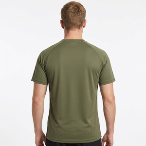 <b>Men's</b> Olive <b>Green</b> Short Sleeve Quick Dry <b>T</b>-<b>Shirt</b> Regular Fit Casual O-Neck Solid Color Knitted Polyester <b>Shirt</b> - Product Image 3