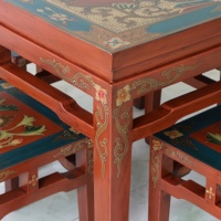 Ensemble table et chaises de salle à manger rectangulaires en bois massif vintage, peintes à la main, style tibétain-mongol, meubles portables pour villa et maison