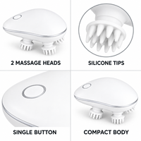 Masseur de tête sans fil beige avec 4 têtes de pétrissage, lumière rouge et 2 modes pour le soin du cuir chevelu à domicile et la relaxation quotidienne