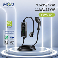 Nouvelle borne de recharge AC pour véhicules électriques HCD 3,5 kW 7 kW 11 kW 22 kW Type 2, station de charge rapide portable murale pour la maison, 16 A 32 A Niveau 2, entrée 230 V-400 V