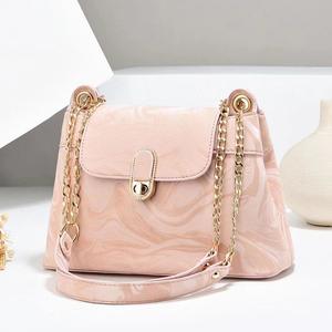 Bolso bandolera de hombro con cadena para mujer, bolso portátil con forro de poliéster para venta al por mayor, bolso de mano con cremallera de cuero Pu - Product Image 2