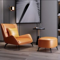 Fauteuil de loisirs modulaire confortable au design traditionnel, réglable, en cuir PU, avec repose-pieds marron, couleur personnalisable, pour la maison et le bureau