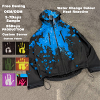 Cortavientos termocrómico personalizado para hombre, estilo streetwear, chaqueta que cambia de color al reaccionar al calor.