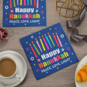 Happy Hanukkah Printed <b>Paper</b> Napkins 33x33cm Disposable Party Tableware Themed Celebration Decorations - Product Image 4
