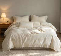 Ensemble de housse de couette en coton tissé imprimé à motif végétal, bordé de dentelle brodée, 100% coton, 400TC, style européen et américain