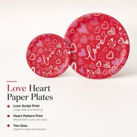 Assiettes en papier en forme de cœur, assiettes rondes jetables rouges pour la vaisselle de fête