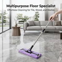 Serpillère plate en microfibre pour le nettoyage domestique, tête pivotante à 360 degrés, design fin, permet d'atteindre sous les canapés et les armoires, serpillère humide et sèche