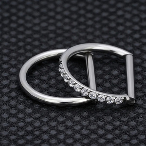 Getta Classic Pendientes Piercing ASTM F136 Titanio D Círculo Cubic Zircon Aro con bisagras Anillo <span class=keywords><strong>de</strong></span> nariz para bodas - Product Image 3