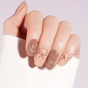 เจลทาเล็บลายตาแมว ขายดี ปราศจากสาร HEMA สติ๊กเกอร์ติดเล็บปลอม สีน้ำตาลโคโค่ เจลกึ่งสำเร็จรูป แผ่นเจลติดเล็บ 20 แผ่น - Product Image 1