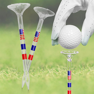 Solid Plastic Golf Tees 83mm <b>Large</b> <b>Cup</b> 8 Prong Transparent Usa Flag Design Bulk Packaging - Product Image 4