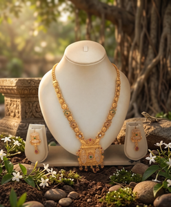 DIVYORO Elegant Ornate Bloom Gold <b>Statement</b> <b>Necklace</b> Set Traditional Gold Plated Jewelry for Women Wedding Festival Party Wear - Product Image 3